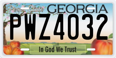 GA license plate PWZ4032