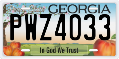 GA license plate PWZ4033