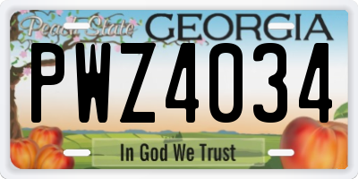 GA license plate PWZ4034