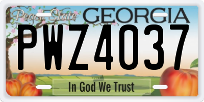 GA license plate PWZ4037