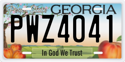 GA license plate PWZ4041