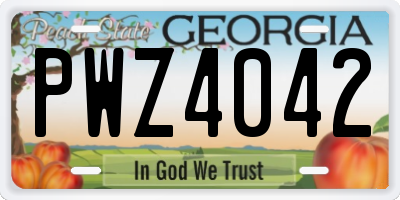 GA license plate PWZ4042