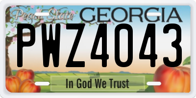 GA license plate PWZ4043