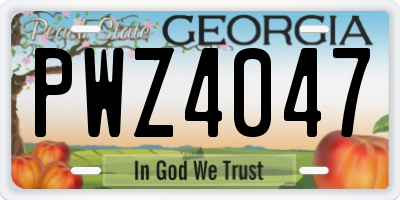 GA license plate PWZ4047