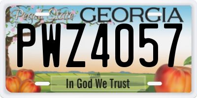 GA license plate PWZ4057
