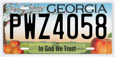 GA license plate PWZ4058