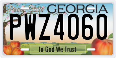 GA license plate PWZ4060