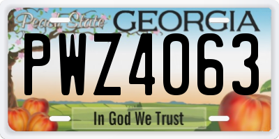 GA license plate PWZ4063