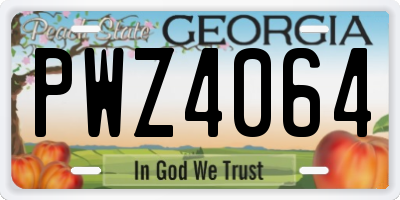 GA license plate PWZ4064