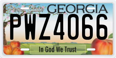 GA license plate PWZ4066