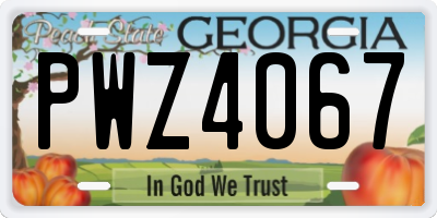 GA license plate PWZ4067