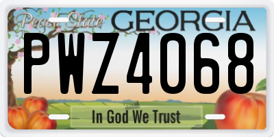 GA license plate PWZ4068