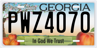GA license plate PWZ4070