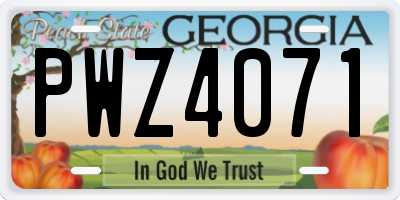 GA license plate PWZ4071