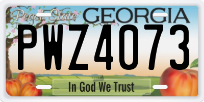 GA license plate PWZ4073