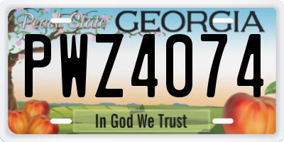 GA license plate PWZ4074