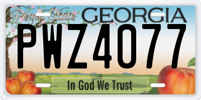 GA license plate PWZ4077