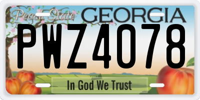 GA license plate PWZ4078