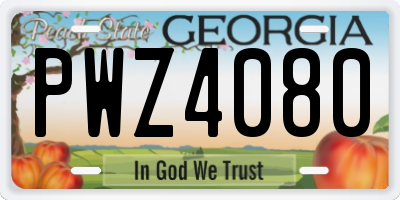 GA license plate PWZ4080