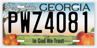 GA license plate PWZ4081