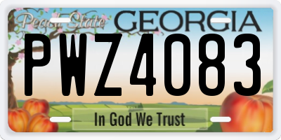 GA license plate PWZ4083