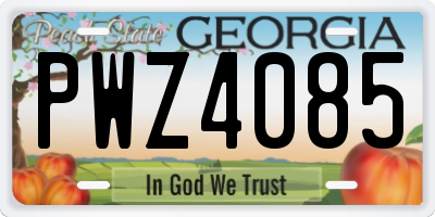 GA license plate PWZ4085