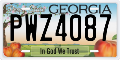 GA license plate PWZ4087