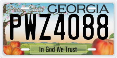 GA license plate PWZ4088