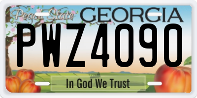 GA license plate PWZ4090
