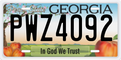 GA license plate PWZ4092