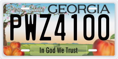 GA license plate PWZ4100