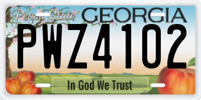 GA license plate PWZ4102