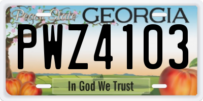 GA license plate PWZ4103