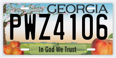 GA license plate PWZ4106