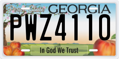 GA license plate PWZ4110