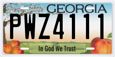 GA license plate PWZ4111