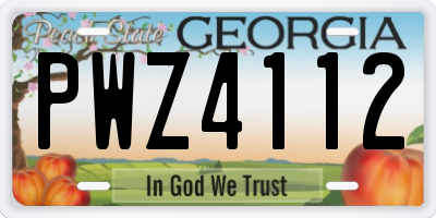 GA license plate PWZ4112
