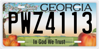 GA license plate PWZ4113