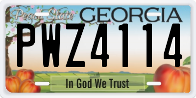 GA license plate PWZ4114