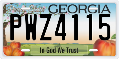 GA license plate PWZ4115