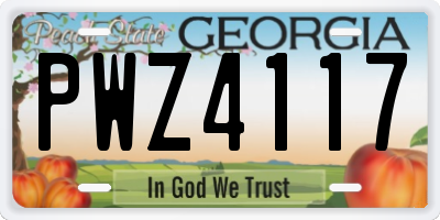 GA license plate PWZ4117