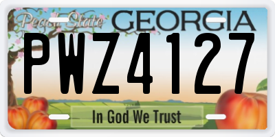 GA license plate PWZ4127