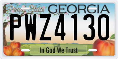 GA license plate PWZ4130