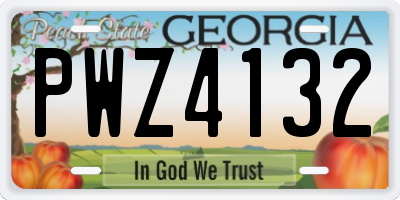GA license plate PWZ4132