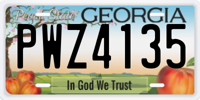 GA license plate PWZ4135