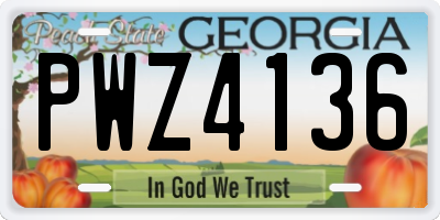 GA license plate PWZ4136