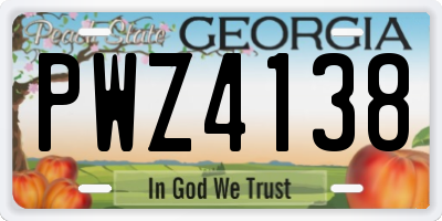 GA license plate PWZ4138