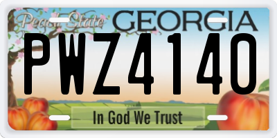 GA license plate PWZ4140