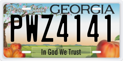 GA license plate PWZ4141