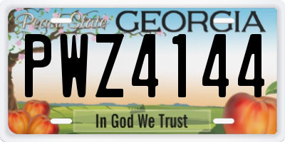 GA license plate PWZ4144